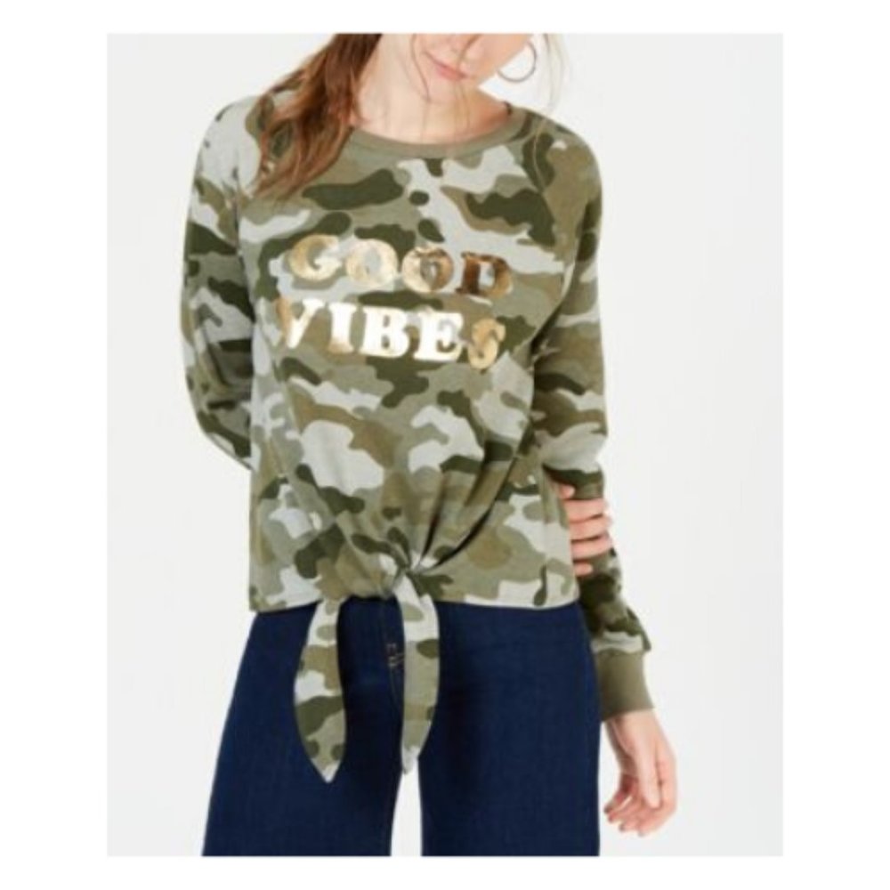 Rebellious One Womens Good Vibes Sweatshirt Green
